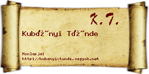 Kubányi Tünde névjegykártya